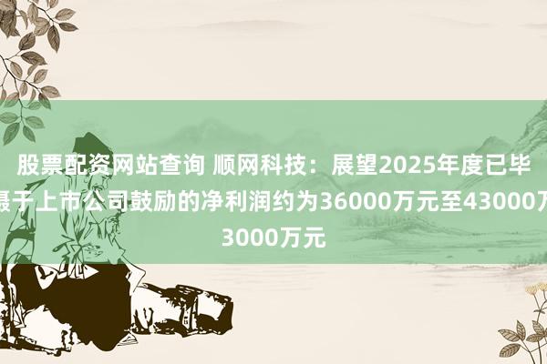 股票配资网站查询 顺网科技：展望2025年度已毕包摄于上市公司鼓励的净利润约为36000万元至43000万元