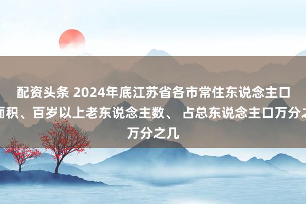 配资头条 2024年底江苏省各市常住东说念主口、面积、百岁以上老东说念主数、 占总东说念主口万分之几
